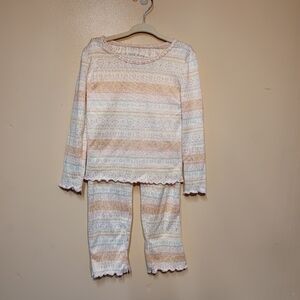 Tahari Girl Pajama Set Girls 5T Pink Blue Long Sleeve Top Pants